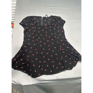 Torrid Black‎ Fox Print Zip Back Top 0 Large